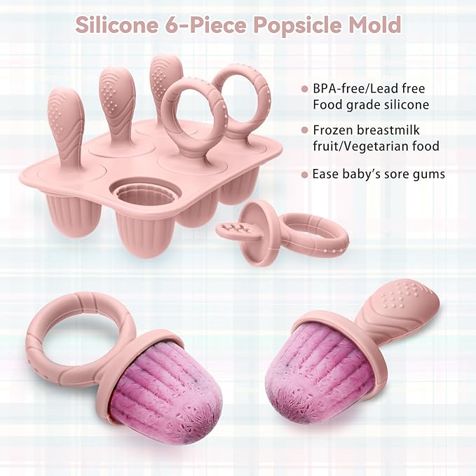 Silicone Toddlers Popsicle Molds with Sticks, 2Packs Mini Popsicles Molds for Baby Breastmilk Popsicle Molds for Teething Relief, Frozen Treats Maker Popsicle Maker Ice Pop Mold for Babies Kids