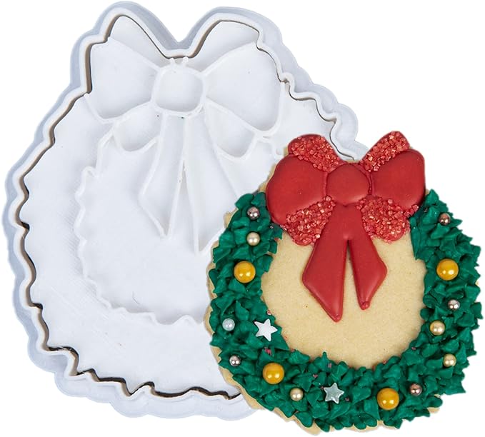 Flycalf Christmas Cookie Cutters Skate Shoes Shapes with Plunger Stamps Holiday PLA Baking Accessories Cutter Molds Gifts Decorative Party 3.5" Kitchen Cake Supplies