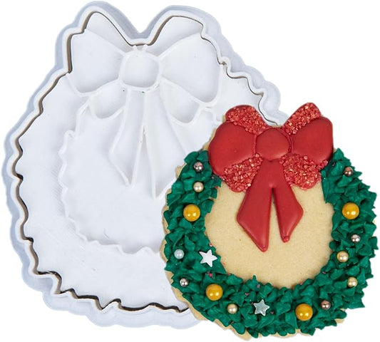 Flycalf Christmas Cookie Cutters Skate Shoes Shapes with Plunger Stamps Holiday PLA Baking Accessories Cutter Molds Gifts Decorative Party 3.5" Kitchen Cake Supplies