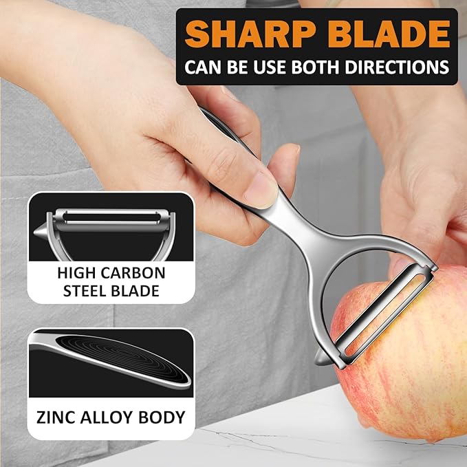 TACGEA Vegetable Peeler for Kitchen, Potato Peelers for Fruit Straight Blade, Durable Non-Slip Handle, Set of 2