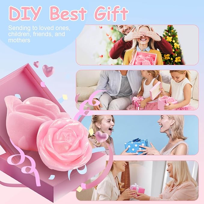 Rose Silicone Mold Large Rose Mold Unique UV Resin Molds Epoxy Resin Molds 3D Storage Jar Silicone Molds for Resin with Lid Valentine's Day Resin Jar Molds