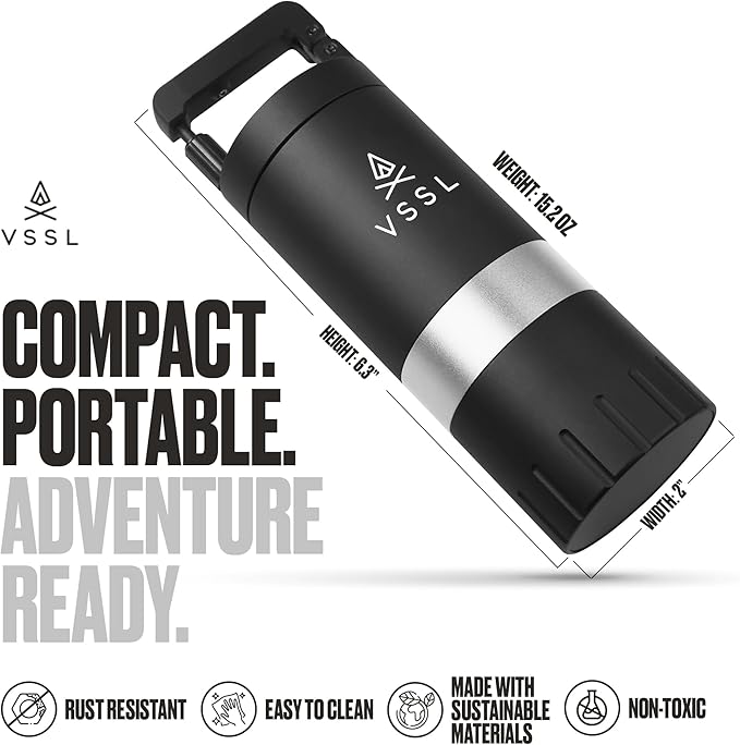 VSSL Java G25 Coffee Manual Coffee Grinder, Up To 25 Gram Capacity, Stainless Steel Conical Burr, Black
