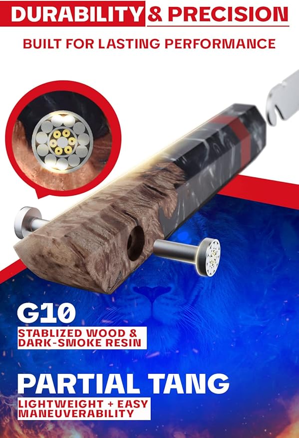 Dalstrong Chef Knife - 9.5 inch - Firestorm Alpha Series - Premium 10Cr15CoMoV High-Carbon Steel - Traditional Japanese Wa Stabilized Wood & Resin Handle - Kitchen Knife - Chef's Knife - w/Sheath