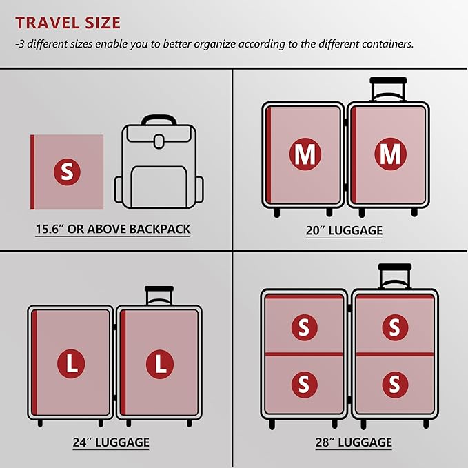 SUOCO 18 Pack Travel Vacuum Bags for Clothing with Rechargeable Electric Pump, Compression Seal Packing Cubes for Luggage Suitcase Backpack, Carry-on Size Space Saver Storage Bags for Vacation Cruise
