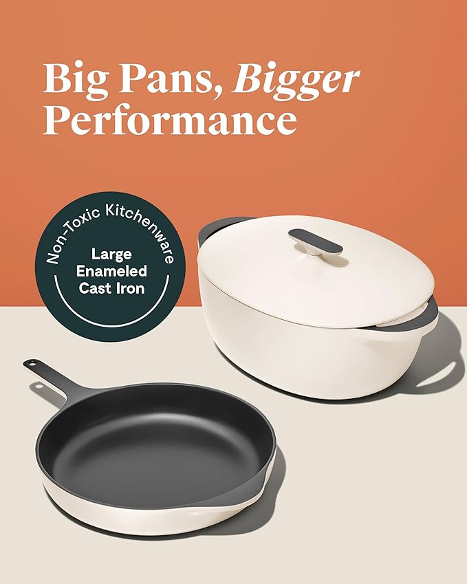 Caraway Cast Iron Skillet - 12” Enameled Cast Iron Pan With 3 Layer Enamel Coating - No Seasoning Required - Compatible With All Stovetops - Free From Forever Chemicals - Rust