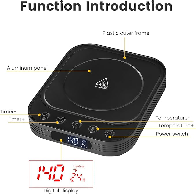 Sourdough Starter Warmer Mat with 24H Timer & Memory Function, Precise 1°F Thermostat Control (70-140°F), Perfect Bread Fermentation Mat for Home Baking