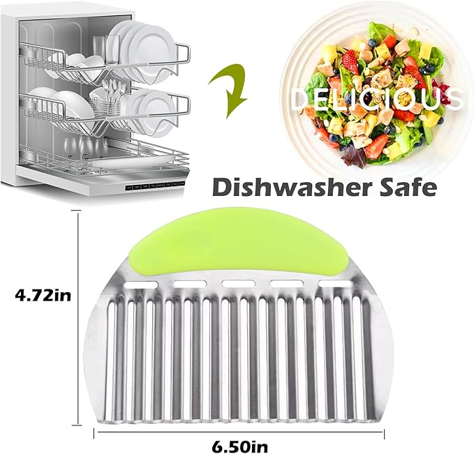 JAYVAR Large Crinkle Cutter French Fry Cutter, Large Wave Slicer Potato Wavy Chopper, Stainless Steel Vegetable Crinkle Cutting Onion Chopping Tool with Handle for Cucumber, Kitchen Dicer Gadgets