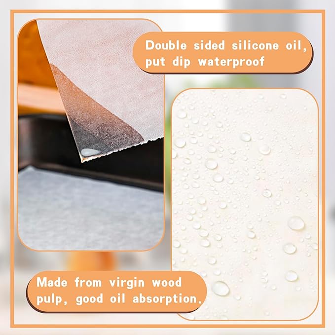 Parchment Sheet 300Pcs,Parchment Paper Sheets 9x13In Non-Stick Baking Paper,Precut Parchment Paper for Baking, Cooking, Grilling, Frying and Steaming, Fit for Quarter Sheet Pans