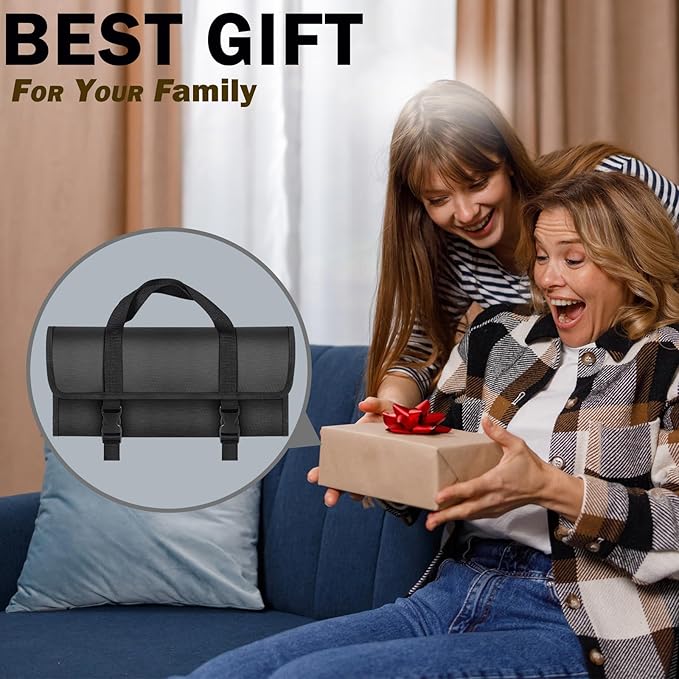 12PCS Portable Knife Set,High Carbon Stainless Steel Professional Kitchen Knife Set,Knife Sharpener With Knife Roll Bag,Suitable for Outdoor Travel,Camping,Barbecue