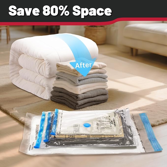 8 Pack Small Vacuum Storage Bags,Vacuum Seal Bags for Clothing,Space Saver Bags,Vacuum Travel Bags for Luggage