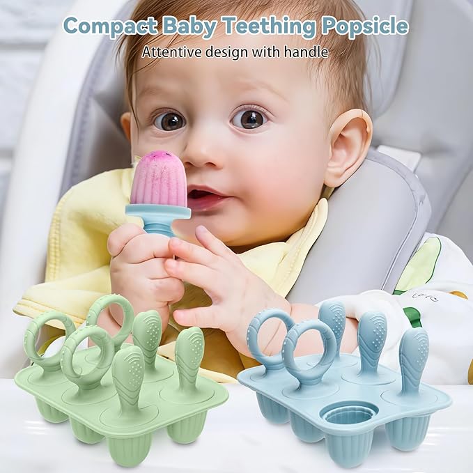 Silicone Toddlers Popsicle Molds with Sticks, 2Packs Mini Popsicles Molds for Baby Breastmilk Popsicle Molds for Teething Relief, Frozen Treats Maker Popsicle Maker Ice Pop Mold for Babies Kids