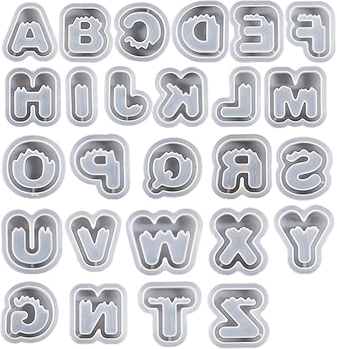 26 Pack Small Matte Letter Mold Set - Alphabet, Animal & Clay Molds for Resin Casting, Candle Making & Home Decor