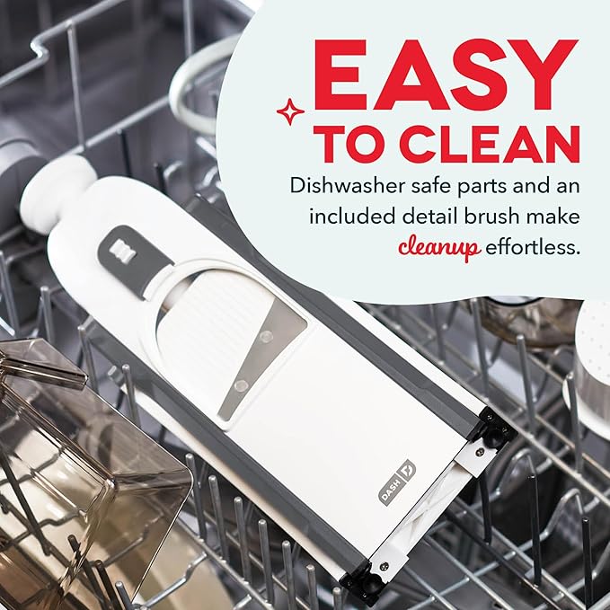 DASH Safe Slice® Mandoline Slicer, Julienne + Dicer for Vegetables, Meal Prep & More with 30+ Presets & Thickness Adjuster - Grey