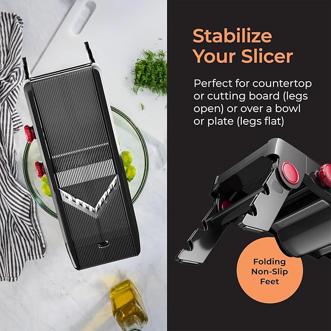 Mueller Austria Mandoline Slicer for Kitchen, Adjustable Vegetable Chopper, Fruit, Cheese Grater, Potato Chips Slicer - Black