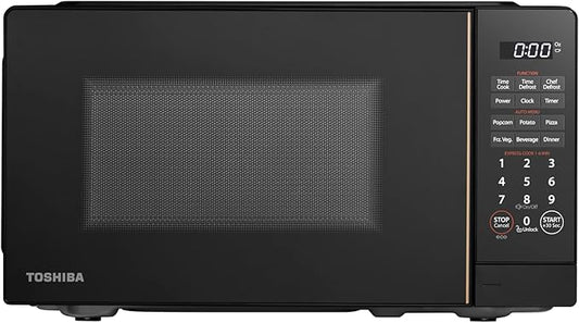 TOSHIBA Small Microwave Oven with 11 Power Levels, ChefDefrost, Sound On/Off & Eco Mode, 0.7 Cu Ft, 700W, Black, MM-EM07PA(BK)