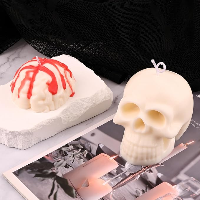 Actvty Skull and Brain Silicone Molds for Resin Casting, Halloween DIY Crafts, Candle, Soap, Chocolate, Jelly - Party Decor