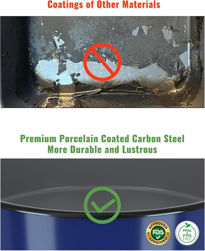 Enamel Round Baking Pan Roasting Dish 10 Inch Non-Stick Cookware for Cake Bread Pie Pizza Roast, Non-Toxic Carbon Steel Oven Dishwasher Safe Thanksgiving Party Gift Bakeware Navy Blue