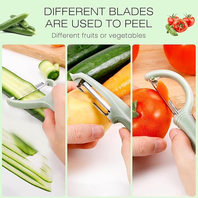 Senbowe Upgrade Potato Peeler for Kitchen, 6PCS Stainless Steel Vegetable Peeler, I and Y Veggie Food Peeler for Apple Fruit Carrot Zucchini Cucumber,Good Grip Makes Peeling Very Easy (Green)