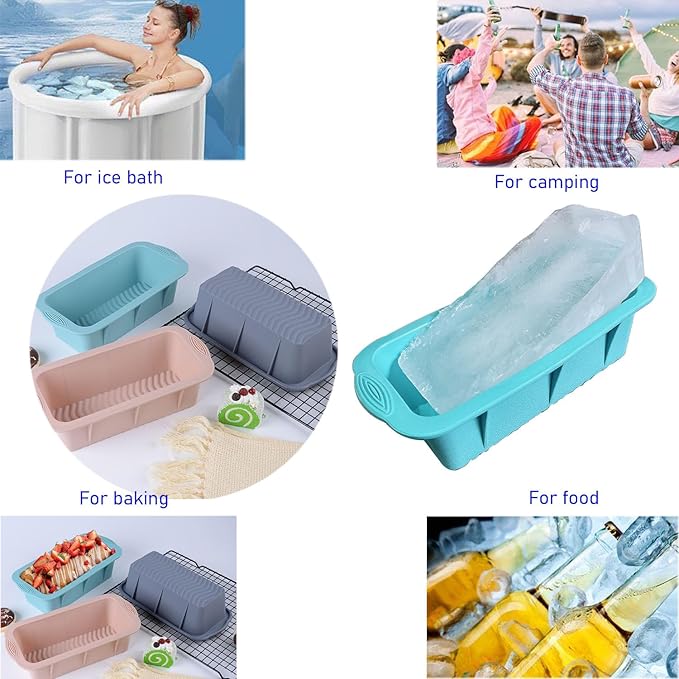 8Pcs Extra Large Ice Block Mold, Silicone Ice Block Molds for Ice Bath Tub, Big Ice Cube Molds for Ice Bath, Ice Maker for Cold Plunge or Coolers, Ice Tray Accessories for Ice Bath Chiller