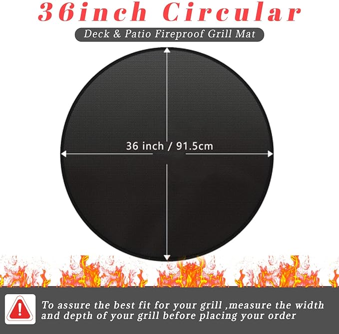 36'' Fire Pit Mat for Solo Stove Bonfire, Double Sided Fireproof Grill Under Mat, Protective Mat for Deck Patio for Solo Stove Accessories, Easy to Clean, Reusable