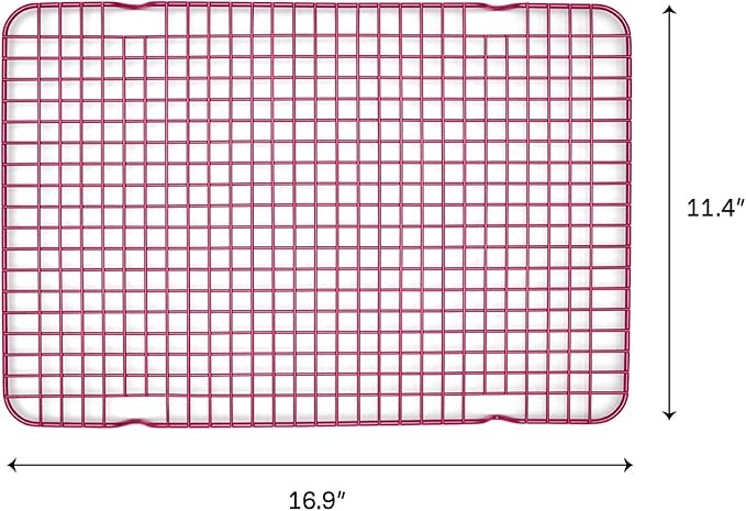 Great Jones Big Chill Wire Cooling Rack (Raspberry) – 16.9" × 11.4" Heavy-Weight Aluminized Steel,Nonstick Baking Rack – Oven Safe 450 °F, Bacon & Cookie Cooling Rack – Fits Half Sheet Pans
