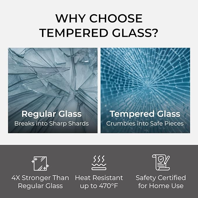 Fab Glass and Mirror Tempered Glass Table Top Custom Cut Rectangle 1/4" Thick Clear Furniture Protector with Flat Polish Edge Eased Corners for Coffee Dining Tables Desks