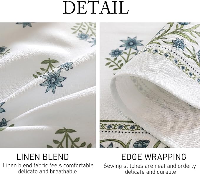 ISAENNE Designer White Linen Small Tablecloth Rectangular,Chinoiserie Floral Elegant Indoor Table Cloth,Fall Stain Proof Decor Tablecloths for Dining Thanksgiving Kitchen,55"*87"-Mosella F