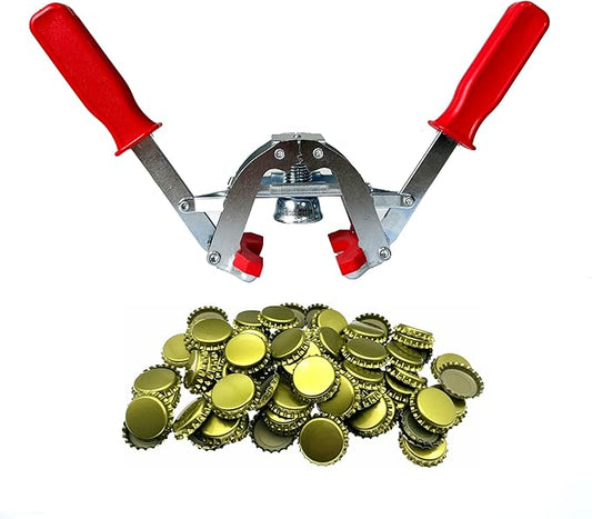 Manual Beer Bottle Capper Tool with 150 count Beer Bottle Caps,26mm Beer Corking Machine for Home Brewing（Crown Cap WN005）