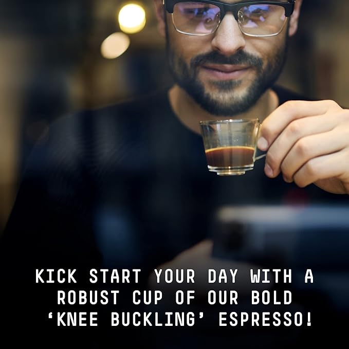 Stone Street Knee Buckling Espresso Coffee, Ground, High Caffeine Blend, Dark Roast, 2 LB
