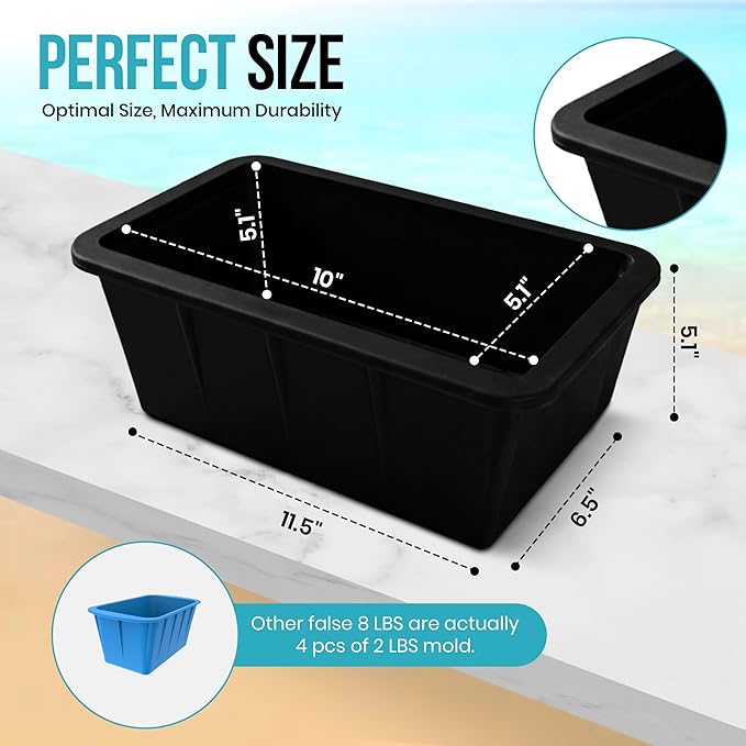 Extra Large Ice Block Mold (2-Pack) – 8 lbs Silicone Ice Brick Maker for Ice Bath & Cold Plunge – Giant Cube for Recovery, Muscle Relief & Coolers, Dishwasher Safe