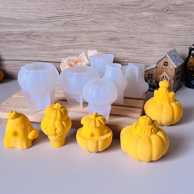 2Pcs Halloween Resin Silicone Mold, Ghost Pumpkin Epoxy Silicone Molds for Resin Casting, Party Autumn Decor (Halloween C)
