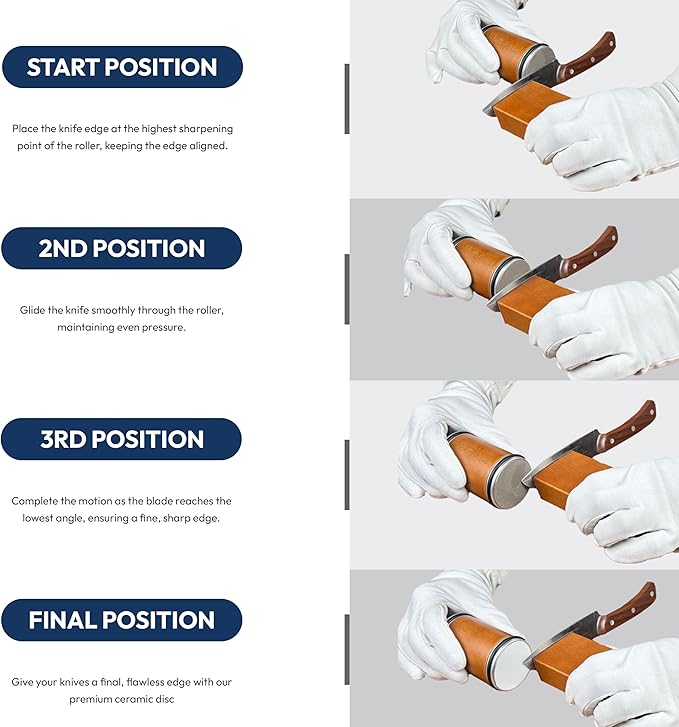 ELOA360 Knife Sharpener, Rolling Knife Sharpener Kit with Diamond and Ceramic Discs with 15° and 20° Magnetic Angle, kitchen knife sharpener, Razor-Sharp knife sharpening Tool