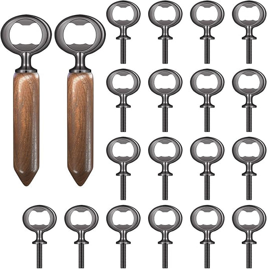 Metal Bottle Opener Kit, 20 Pcs Blank Stainless Steel Inserts, DIY Beer Opener Hardware DIY Craft Handmade Wood Turning Kits, Flat Black Inserts