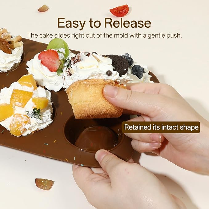 4 Pack Silicone Muffin Pan for Baking, Regular Size Nonstick Cupcake Pan, 6-Cup Silicone Muffin Tin BPA Free Dishwasher Safe, Great for Muffin Cupcake Brownie Egg Tart