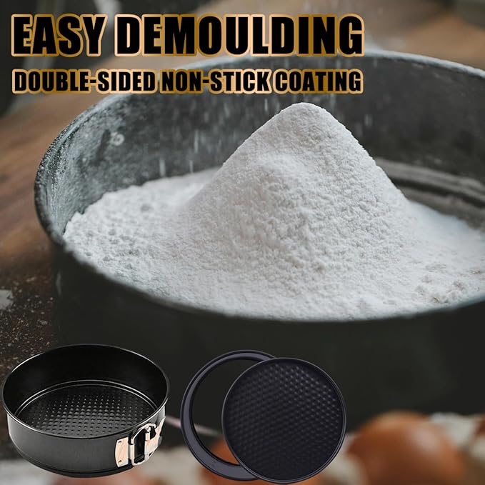 214PCS Round Cake Pan Sets for Baking Cake Decorating Supplies: 4 Non-Stick Springform Pans Set (4, 7,9,10 inches), Icing Tips, Cake Leveler – Leak-Proof Cheesecake Pan
