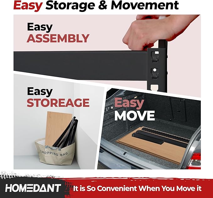 HOMEDANT 5 Tier Laminated Boltless Heavy Duty Garage Storage Adjustable Wide Size Metal Shelving Unit Utility Rack Shelves Organization Multipurpose Shelf Shed Warehouse 47.7"W x 24.1"D x 71.3"H 2Pack