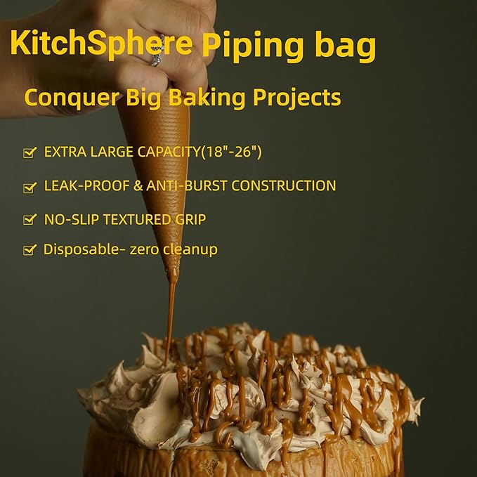 XXXL 26 Inch Extra Large Piping Bags,100 Pack Disposable Pastry Bags,Thick Anti-Burst Icing Piping Pastry Bags For Frosting Decorating Cake Cupcake Cookie (XXXL Large 26 Inch-100 Pack)