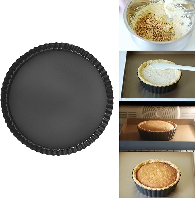 Tart Pan with Removable Bottom, Non Stick Quiche Baking Dish, Large Fluted Quiche Pan for Baking, 13 Inch