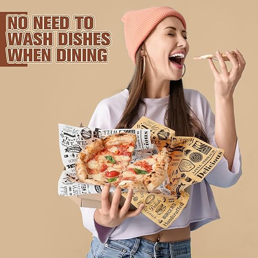 600 Pcs 12 x 12 Inch Deli Wax Paper Sheets Grease Resistant Tray Basket Liners Newsprint Paper Water and Grease Proof Sandwich Wrapping Square Hot Dog Wrappers for Food Baking (Brown,White)
