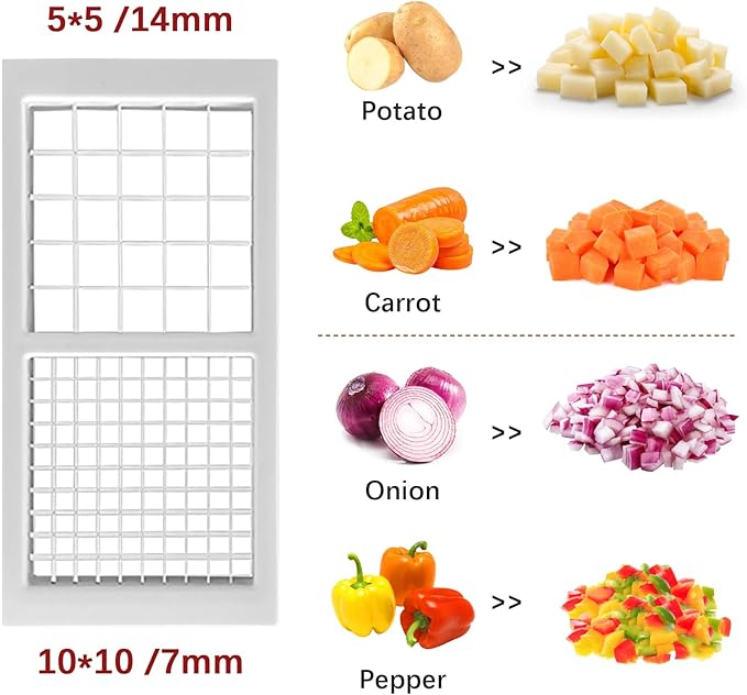 Vegetable Chopper, Onion Dicer, Mandoline Slicer, Food Chopper with Container, Vegetable Cutter for Salad Potato Carrot Garlic（2 Blades, Blue White）