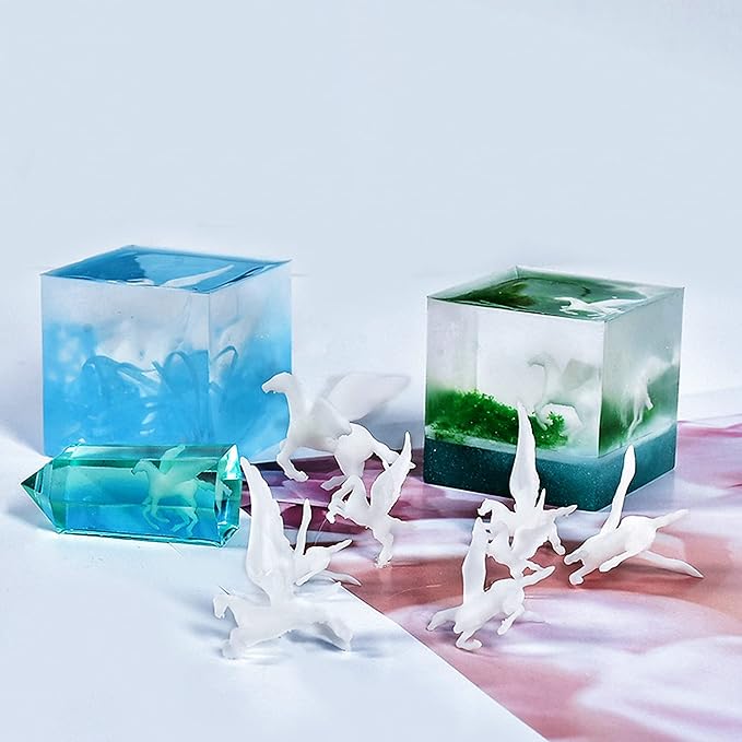 Woohome 14 PCS 3D Resin Mould Filler Mini Horse Paper Crane Paper Airplane Resin Casting Moulds Fillers, 3D Resin Filler Art Craft Supplies Epoxy Moulds for Art Resin Crafts DIY