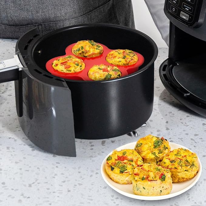 JOERSH 2-PK Air Fryer Egg Mold, 4 Cups Silicone Air Fryer Baking Pan Non-Stick for Egg Bites, Cupcake, Muffin, Tart, Frittata, Quiche