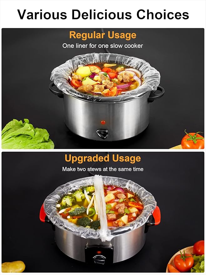 SMARTAKE Slow Cooker Liners, Large Size 13"x 21" Disposable Cooking Bags, Fit 3QT to 8QT for Slow Cooker, Cooking Trays, Suitable for Oval & Round Pots, 10 Liners
