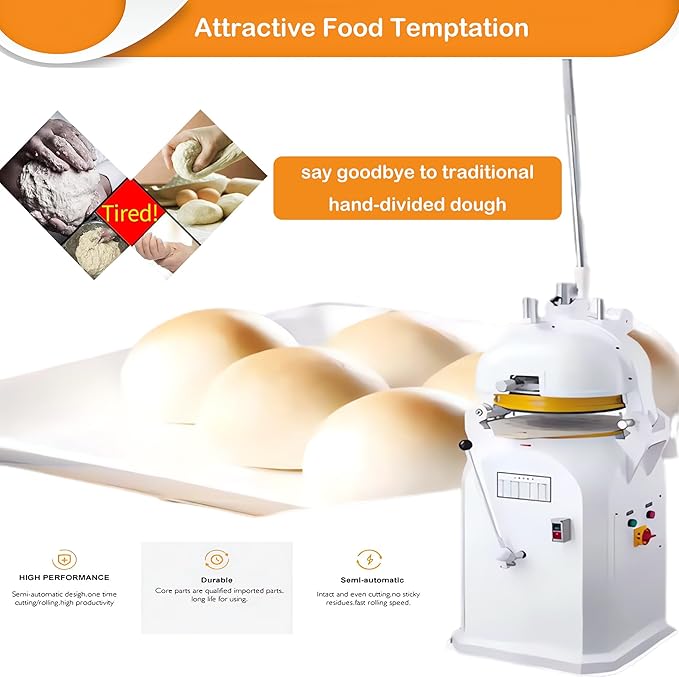 INTSUPERMAI 26 PCS Dough Divider Rounder Machine Semi-Automatic Electric Commercial Dough Splitting Ball Machine Burger Dough Cutter Rounder Machine 50-150g 110V