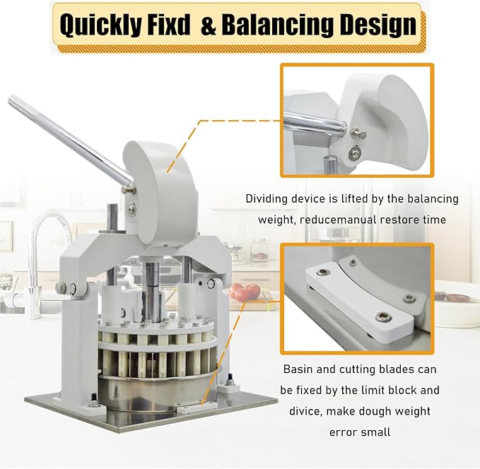Manual Dough Divider Table Top Dough Dividing Machine 40PCS Dough Cutter Commercial Dough Dividing Machine Dough Baking Divider, 0.95oz-5.08oz, 40PCS