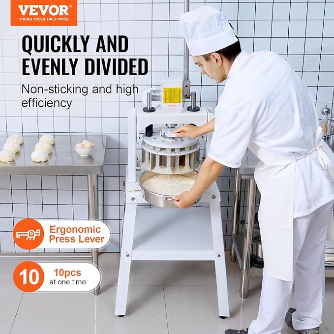 VEVOR Dough Divider,10PCS Manual Dough Divider Cutter,4.23oz-19.75oz Dough Press Dough Cutting with 304 Stainless Steel Tray and Blade,Pastry Divider for Bakery,Restaurant,Commercial Food Preparation