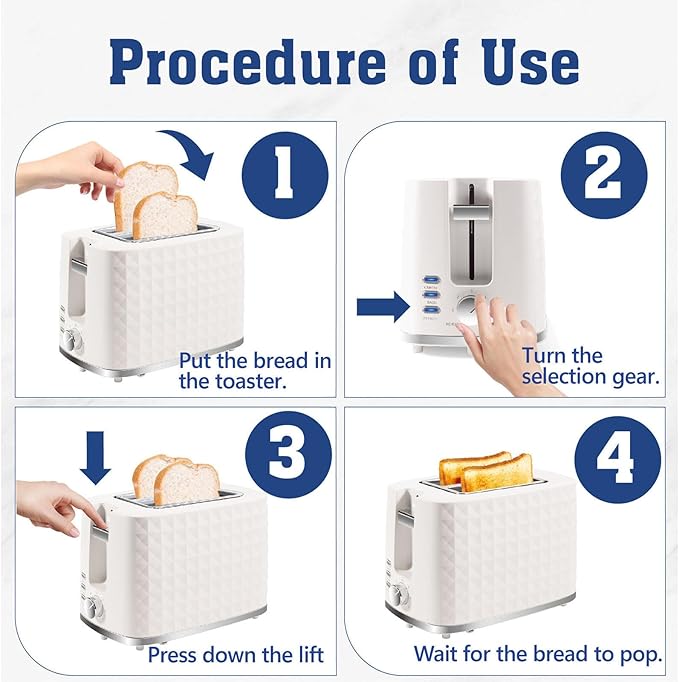 Toaster 2 Slices, Toasters Wide Slot, Bread Toaster with Cancel, Bagel, Defrost Function, Bagel Toasters with Removable Tray & 6 Temperature Settings, Beige