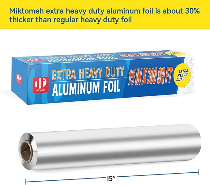 Superior Extra Heavy Duty Aluminum Foil 300 Sq Ft(15 In Wide) with about 30% More Thicker than Regular Heavy Duty Foil, Pack of 1