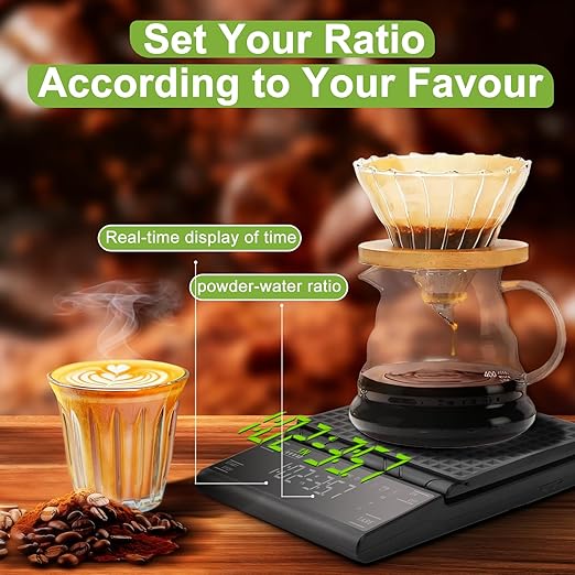 Coffee Scale with Timer, Rechargeable Espresso Scale & Coffee Bean Scale - 3kg/0.1g Precise Small Digital Kitchen Scale for Espresso Accessories Kit, Pour-Over, and Multi-Purpose Use