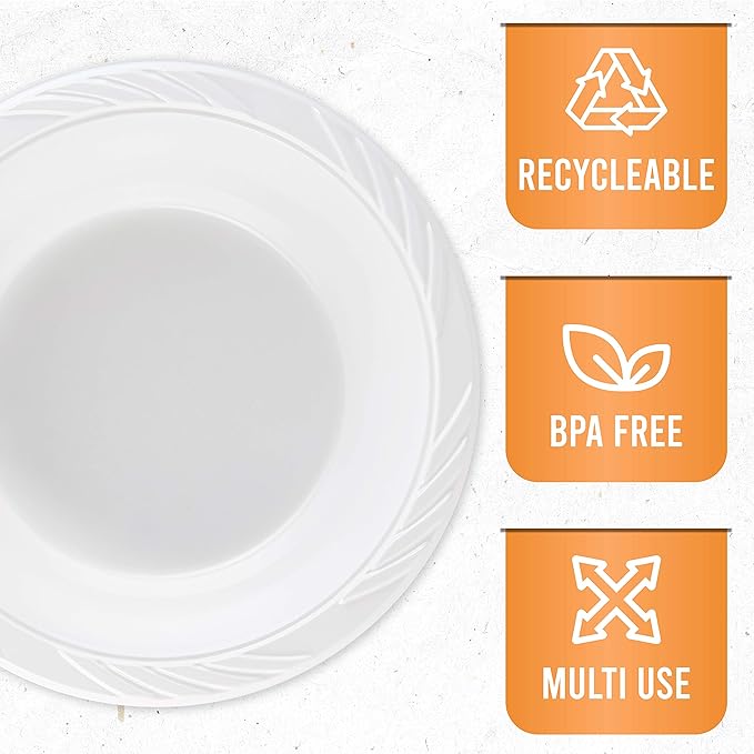 PLASTICPRO 50 Count Disposable 18 ounce White Plastic Soup Bowls